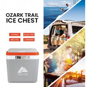 Ozark Trail 26 qt. Hard sided Cooler,Ice Chest Cooler,Grey and Orange.