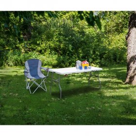 Ozark Trail 5-Foot Center Half Folding Table,White (Indoor and Outdoor Use),Size 5ft