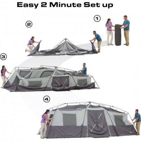 Ozark Trail 20' x 10' Instant Cabin Tent in Gray and Teal,Sleeps 12