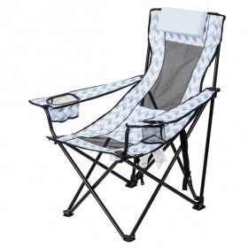 Ozark Trail Lounge Chair With Detached Footrest,Blue Geo