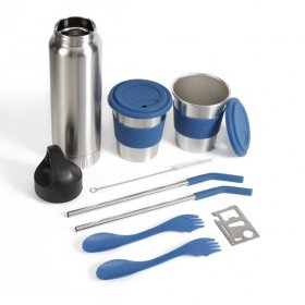 Ozark Trail 10 Piece Reusable Cutlery & Drinkware Combo Set,Navy Blue