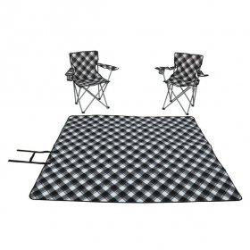 Ozark Trail Blanket and Two Chair Combo,Adult,Black White