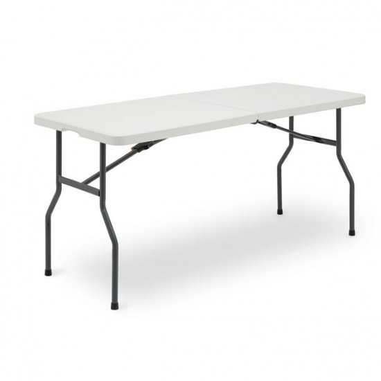 Ozark Trail 5-Foot Center Half Folding Table,White (Indoor and Outdoor Use),Size 5ft