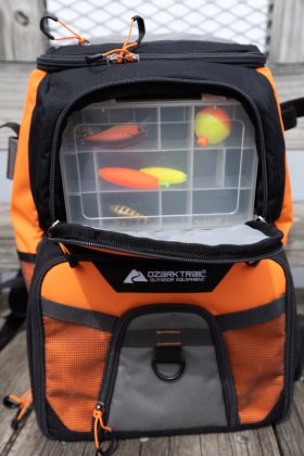 Ozark Trail Elite Durable Fishing Tackle Backpack with 360 & 350 Boxes,Orange and Black