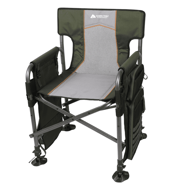 Ozark Trail Fishing Steel Director's Chair with Rod Holder,Green
